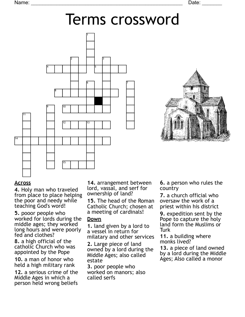 Middle Ages Crossword Printable