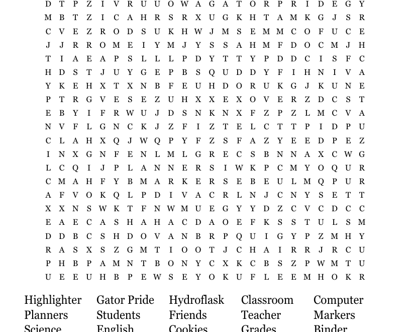Middle School Word Search WordMint