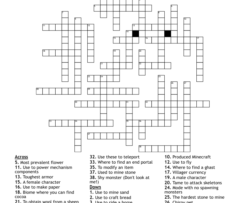 Minecraft Crossword WordMint