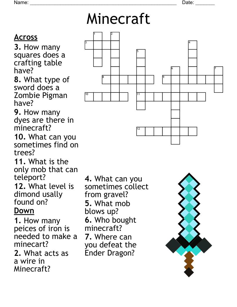 Minecraft Crossword WordMint
