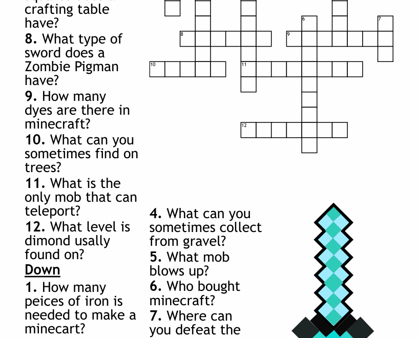 Minecraft Crossword WordMint