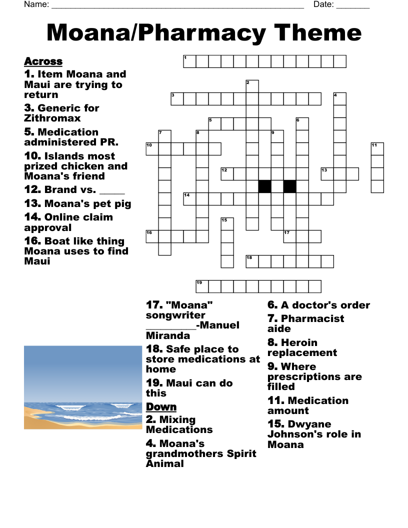 Moana Crossword WordMint