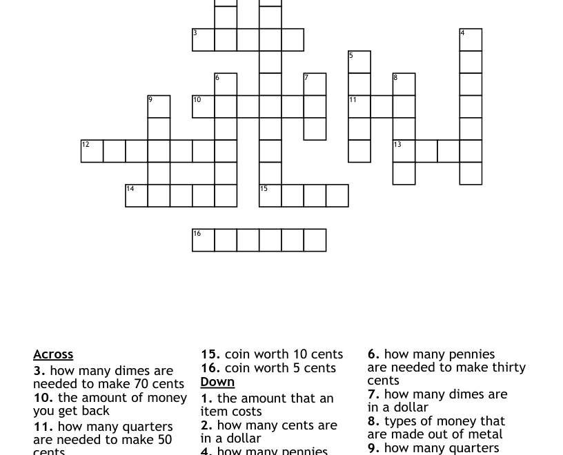 Money Crossword WordMint