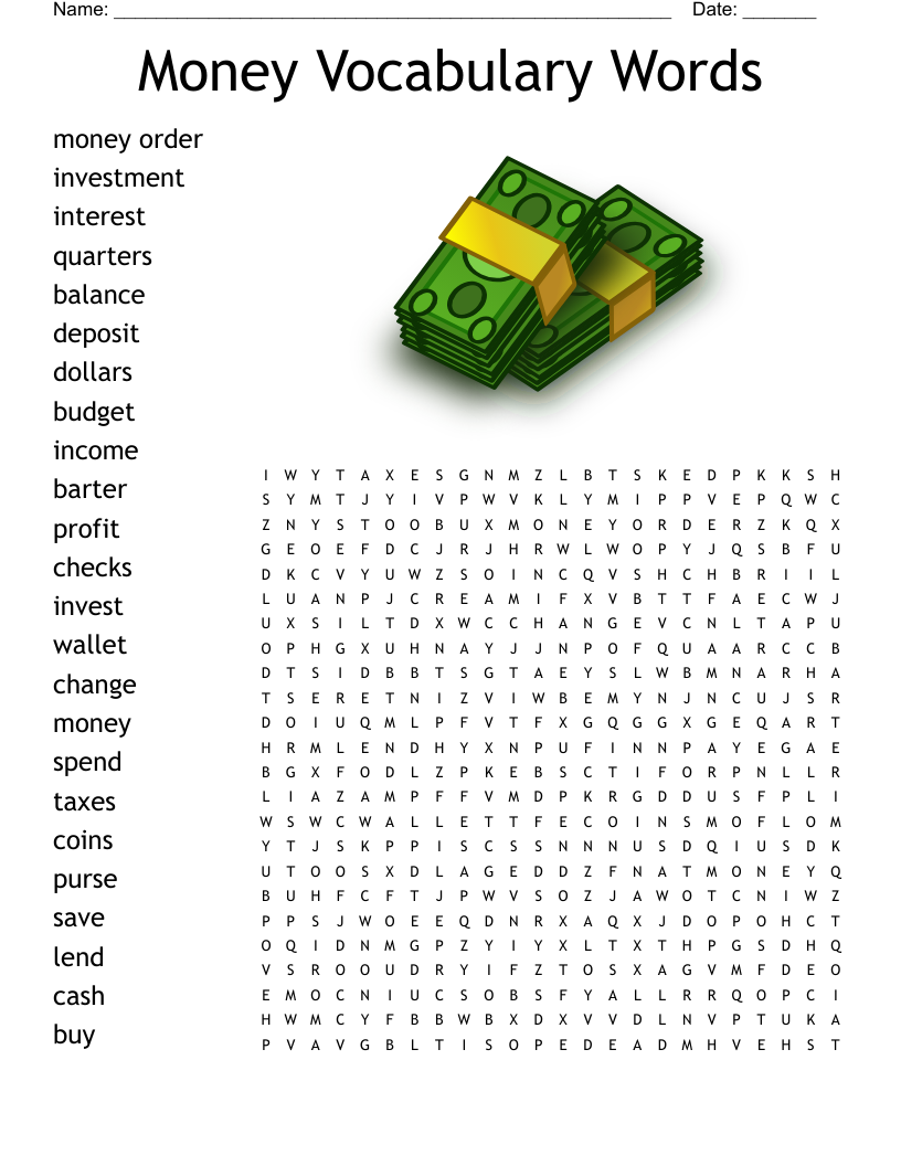 Money Crossword Puzzle Easy Printable
