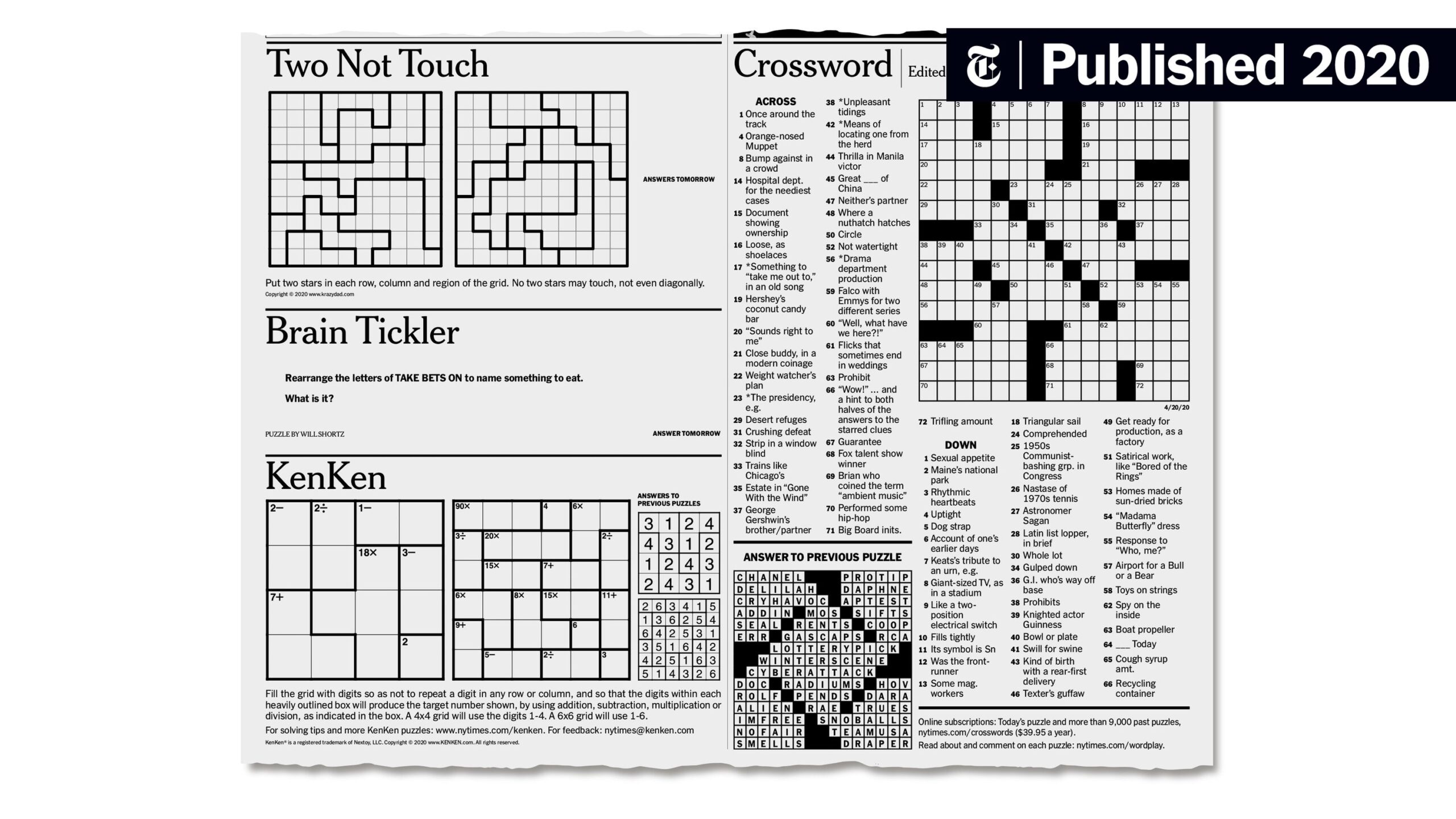 Ny Times Printable Crossword Ny Times Printable Crossword