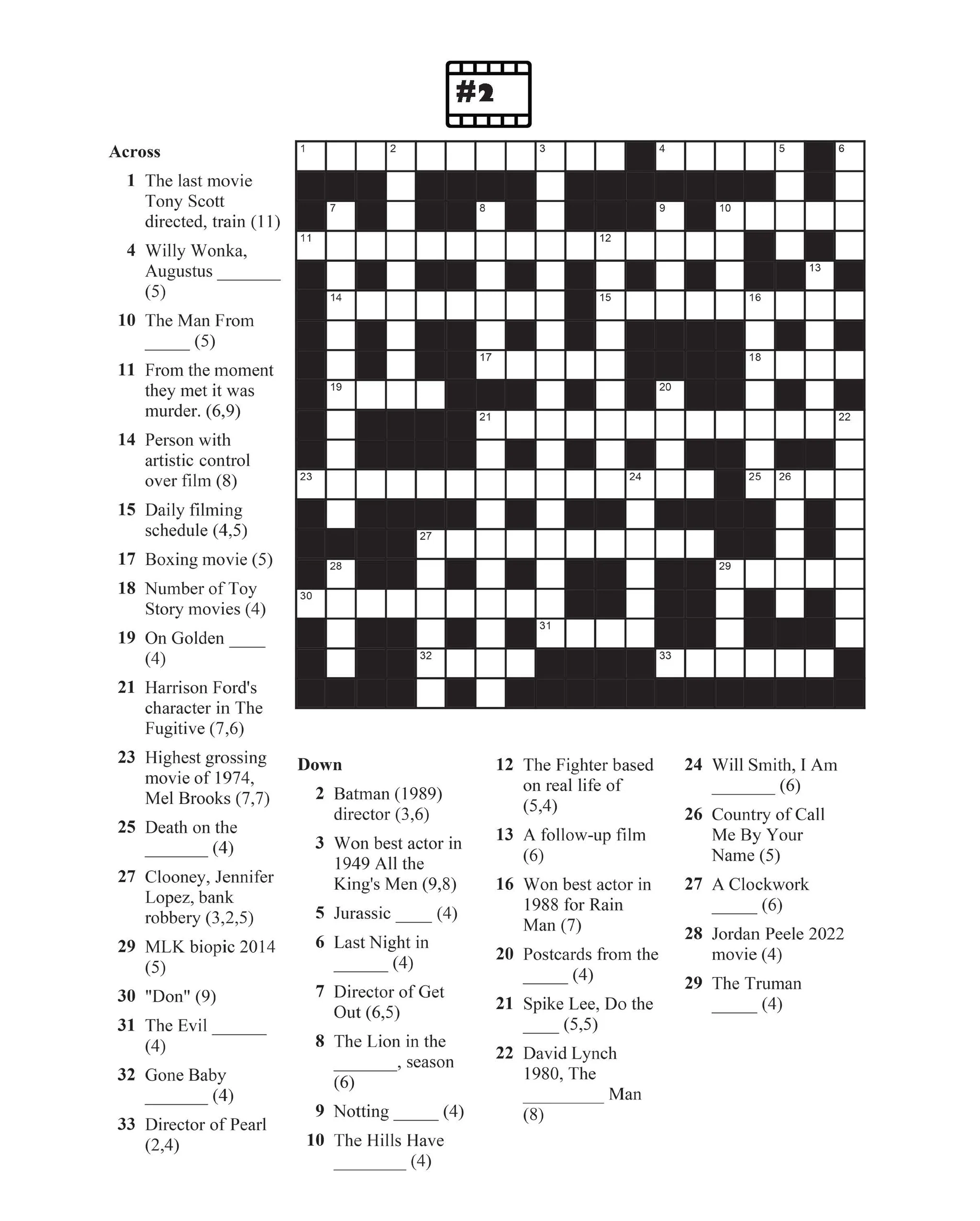 Movie Crossword Puzzles Fun Film Trivia Book Dylanna Press