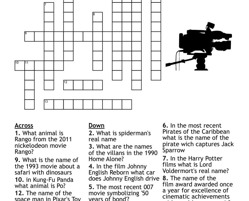 Movies Crossword WordMint