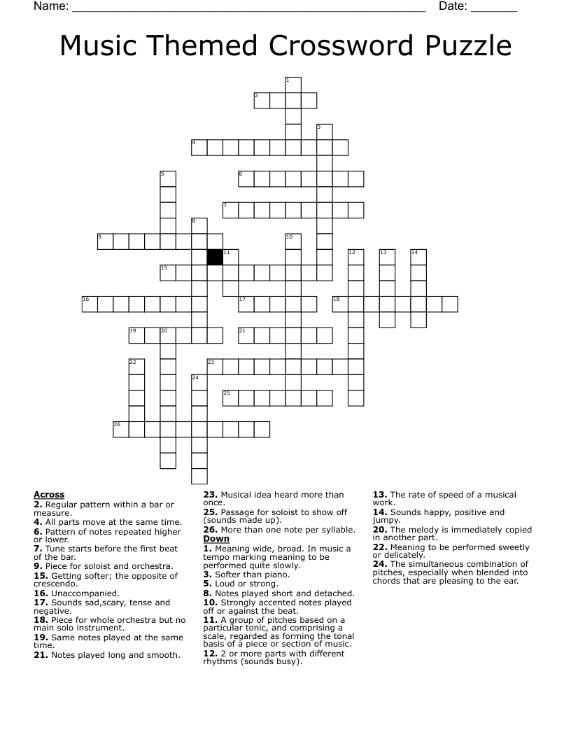 Printable Themed Crossword Puzzles Printable Themed Crossword Puzzles