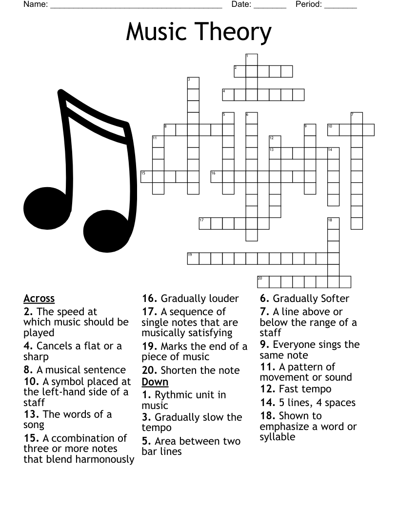 Music Theory Crossword WordMint