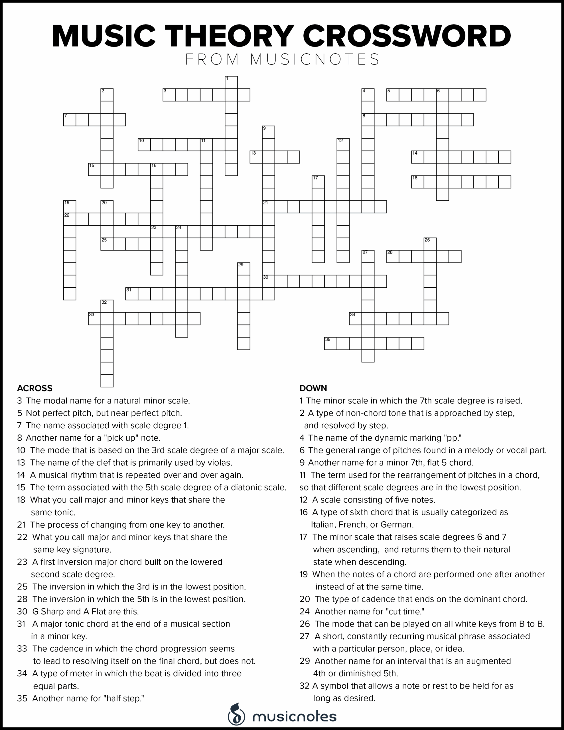 Printable Crossword Puzzles For Adults Classical Music
