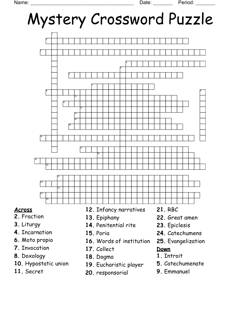Mystery Crossword Puzzle WordMint Mystery Crossword Puzzle WordMint