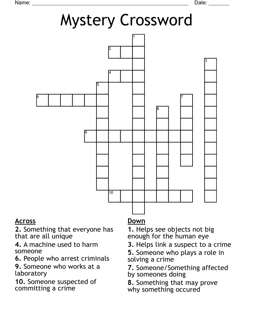 Mystery Crossword WordMint Mystery Crossword WordMint