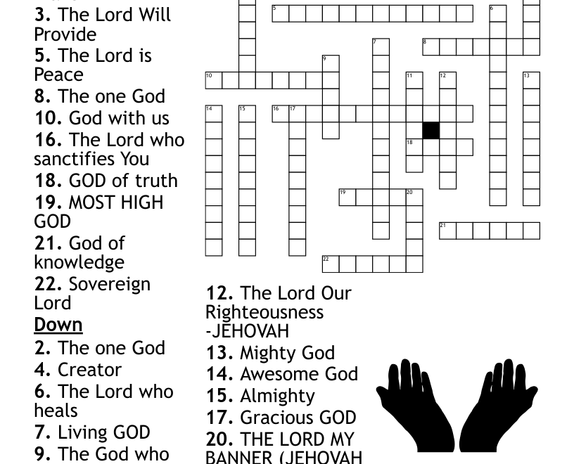 Names Of God Crossword WordMint