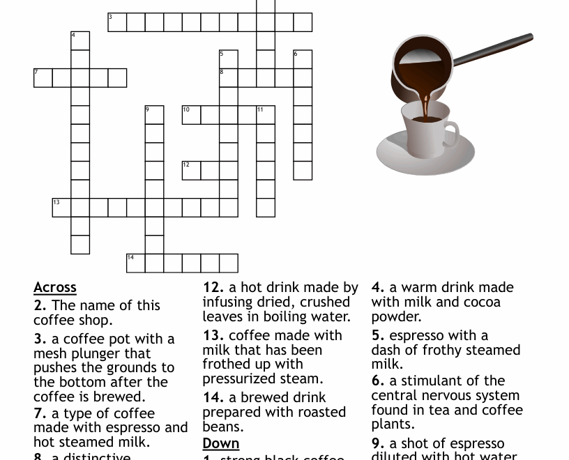 National Coffee Day Crossword WordMint