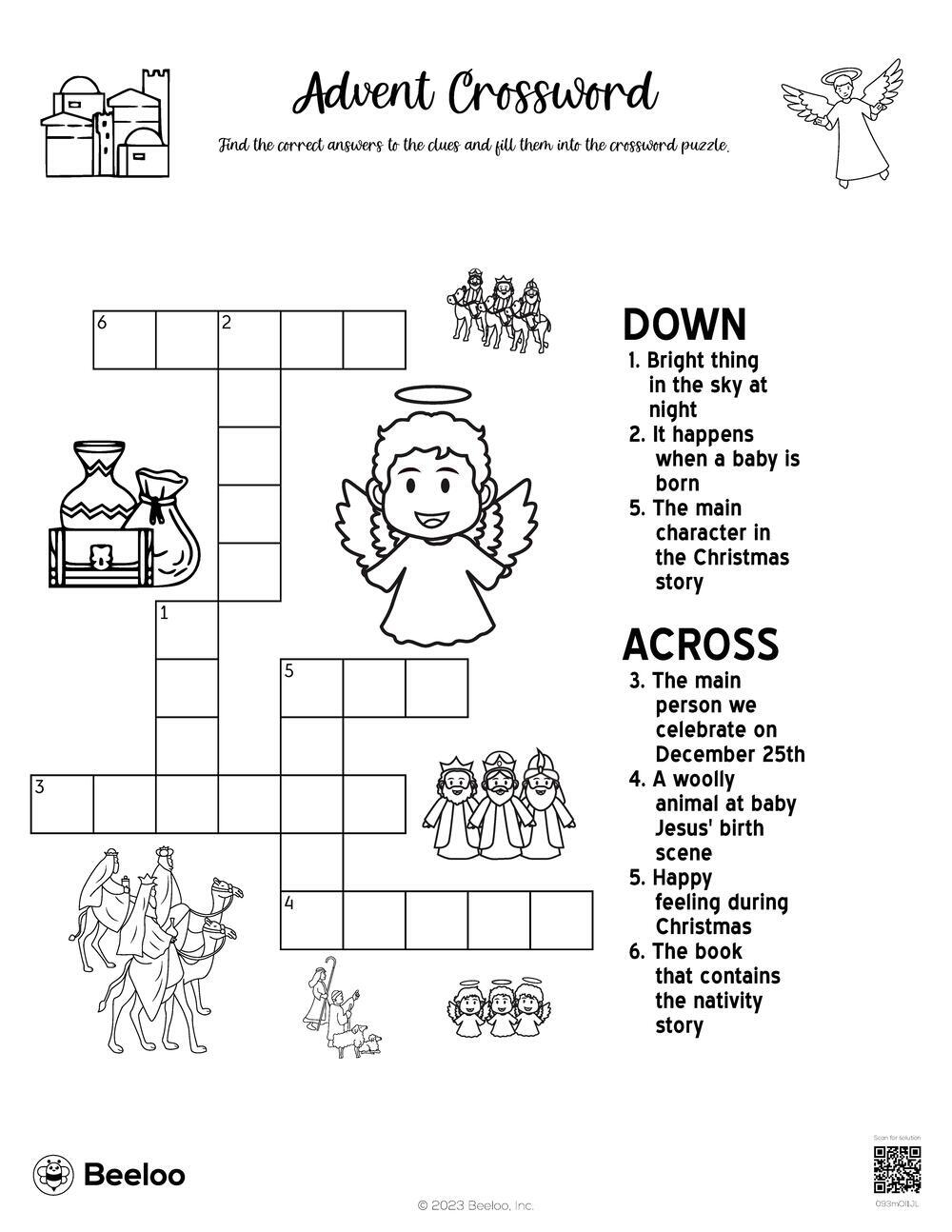 Nativity Crossword Printable Nativity Crossword Printable