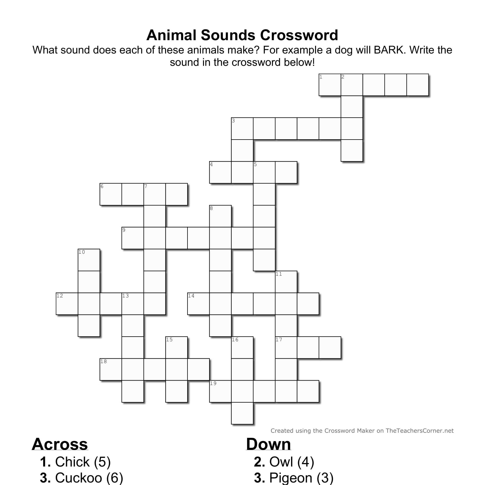 Printable Crossword Puzzles For Kids About Nature