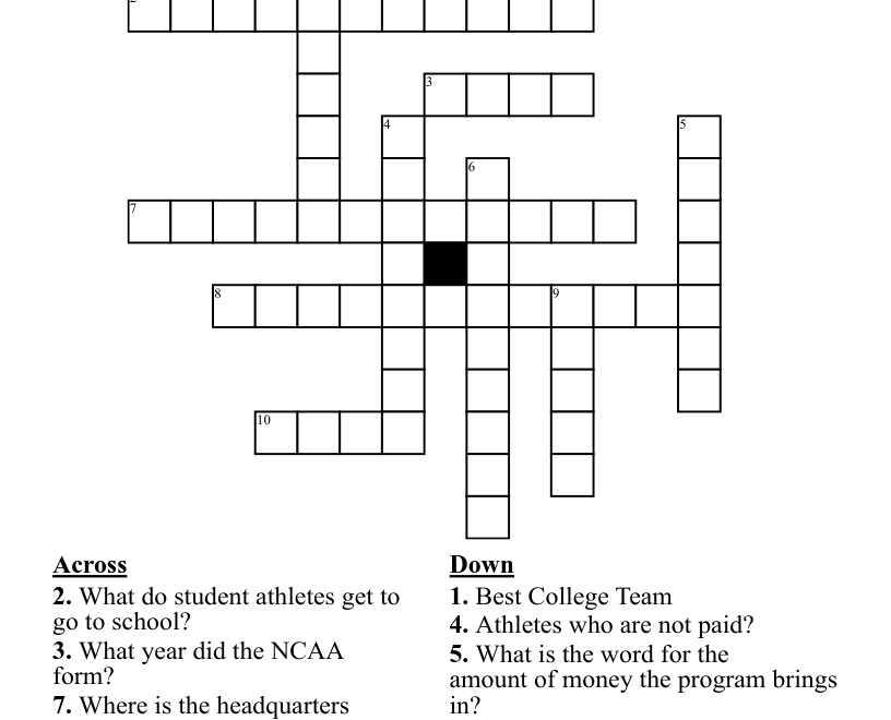 NCAA Crossword Puzzle WordMint