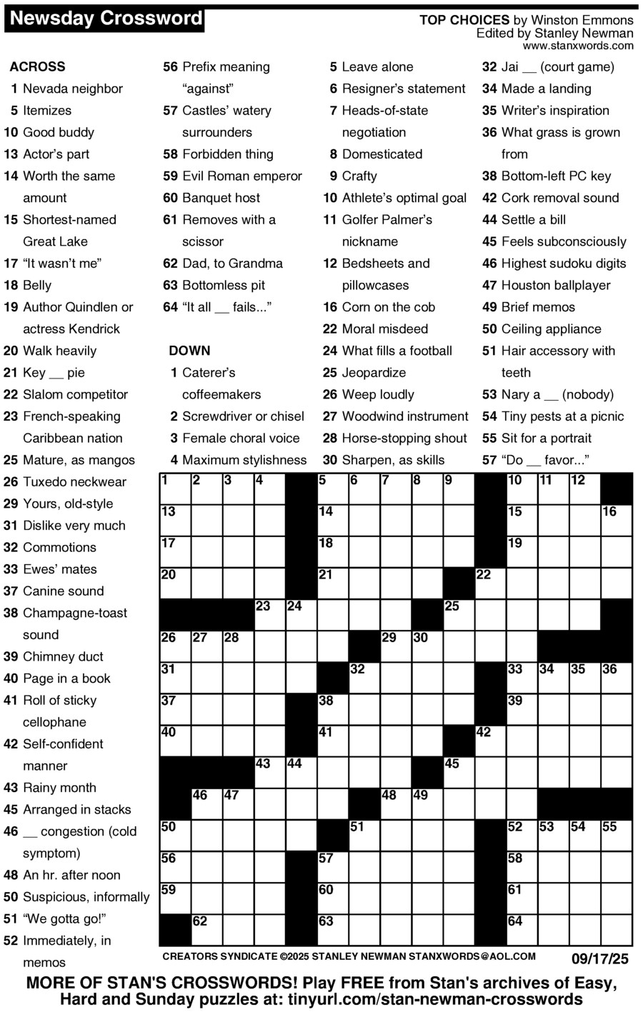Monday Crossword Printable