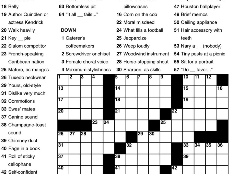 Newsday Crossword Puzzle Creators Syndicate