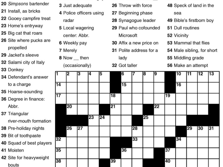 Newsday Crossword Puzzle Creators Syndicate