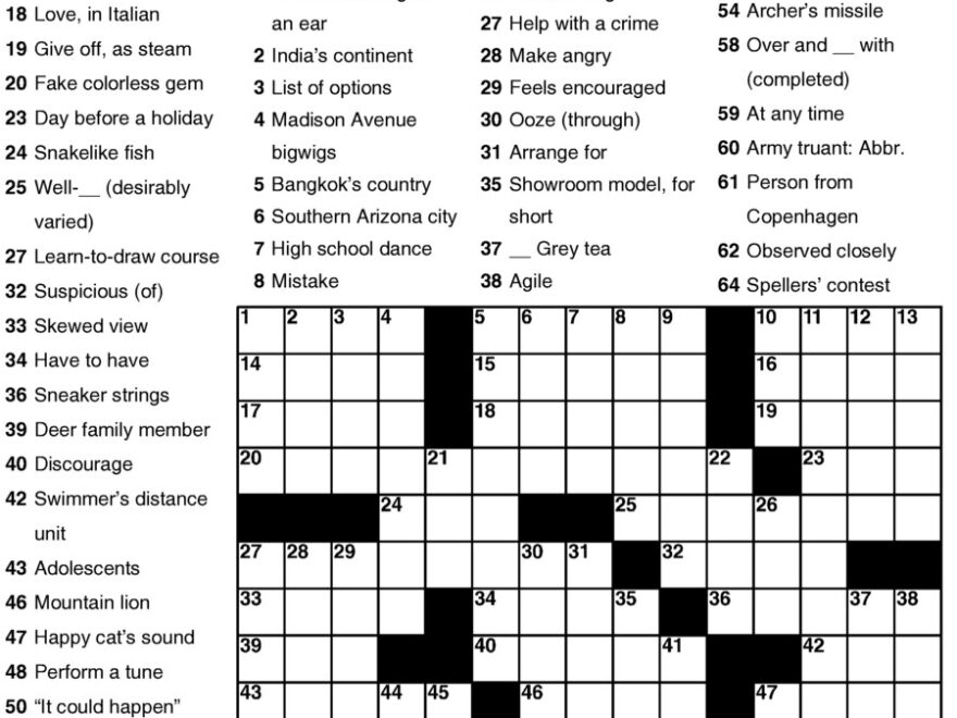 Newsday Crossword Puzzle Creators Syndicate
