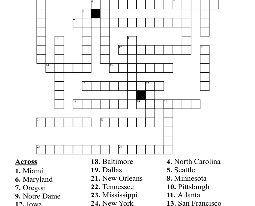 NFL And College Football Crossword WordMint