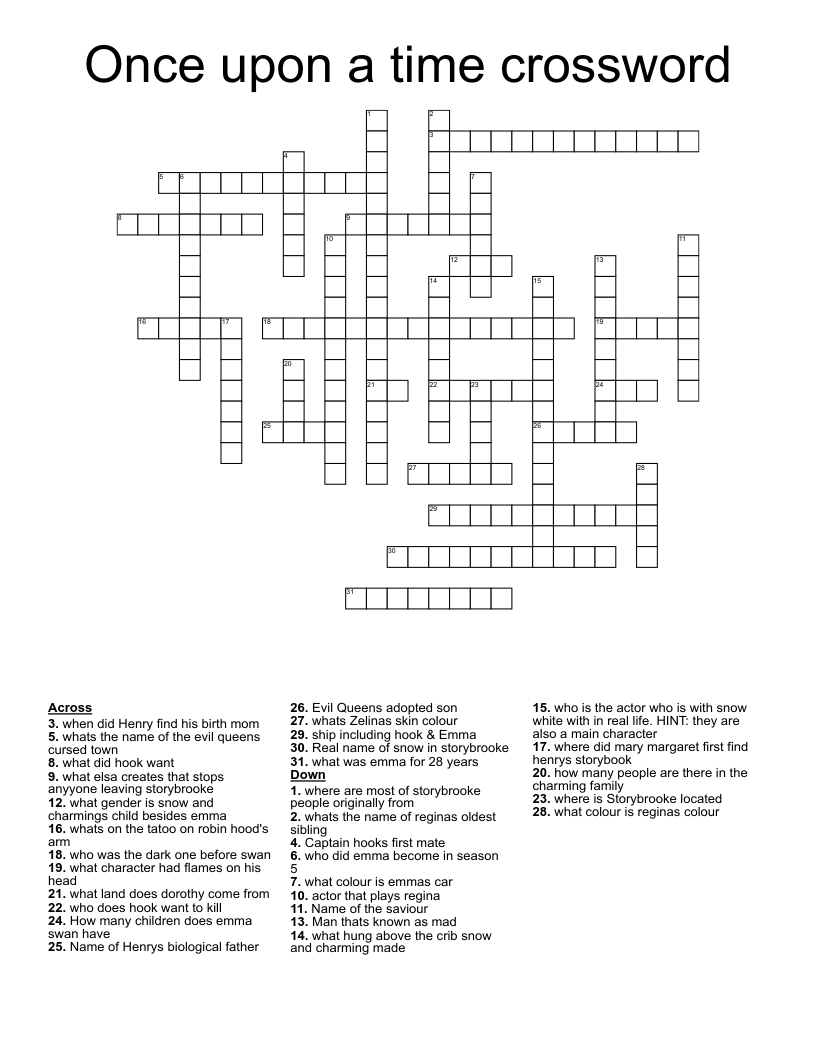 Once Upon A Time Crossword WordMint Once Upon A Time Crossword WordMint