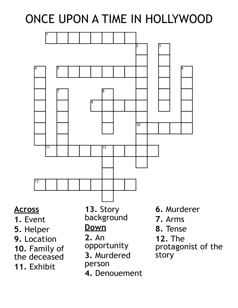 ONCE UPON A TIME IN HOLLYWOOD Crossword WordMint ONCE UPON A TIME IN HOLLYWOOD Crossword WordMint