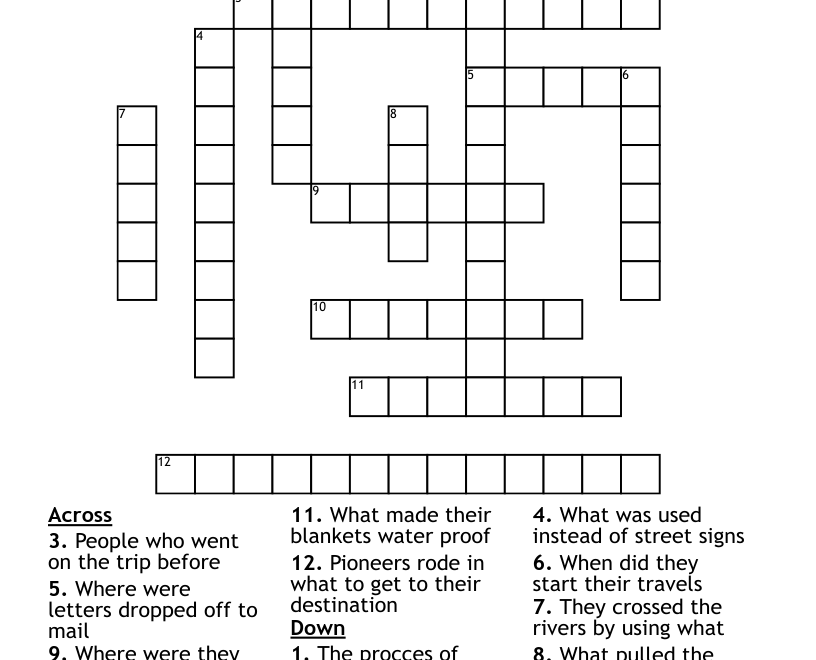 Oregon Trail Crossword WordMint