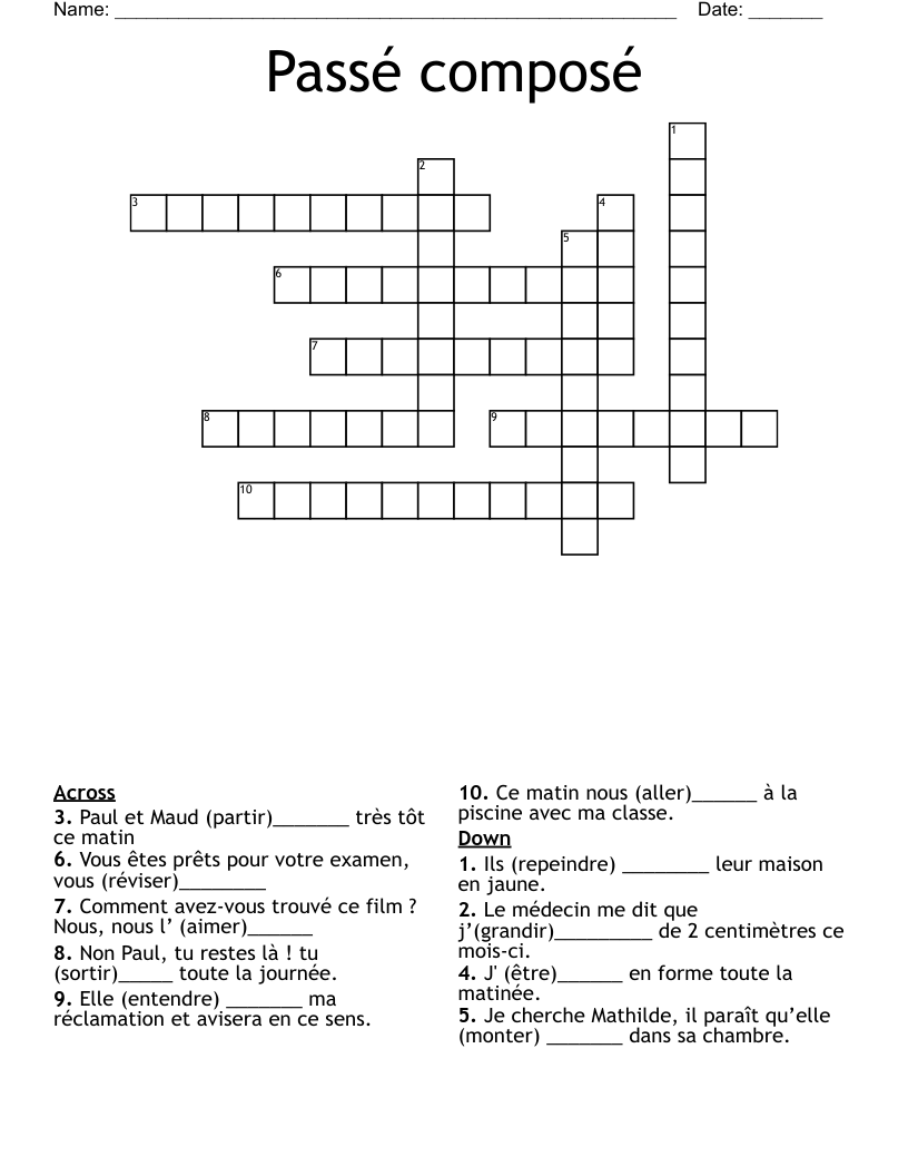 Pass Compos Crossword WordMint Pass Compos Crossword WordMint