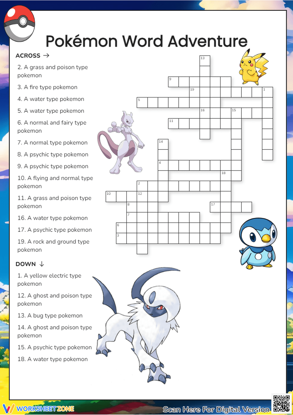 Pokemon Crossword Puzzle Printable