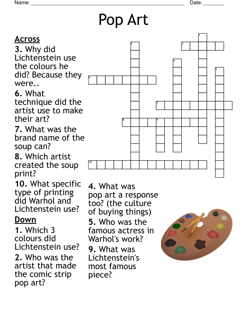Pop Culture Crossword Puzzles Printable Kids