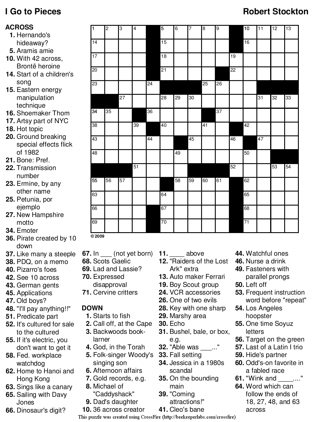 Printable Crosswords Large Print