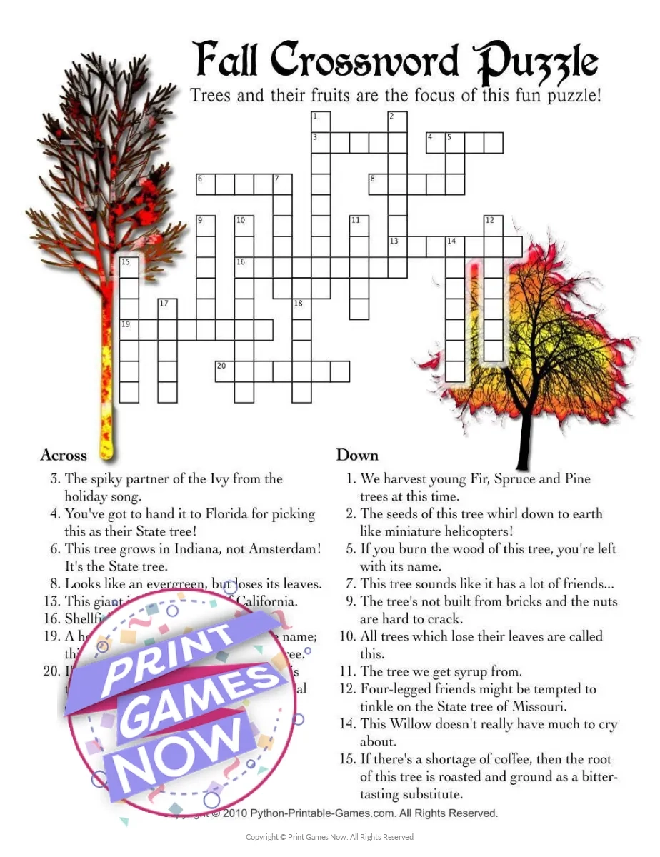 Printable Fall Harvest Fall Crossword Puzzle Party Game Print Games Now Printable Fall Harvest Fall Crossword Puzzle Party Game Print Games Now