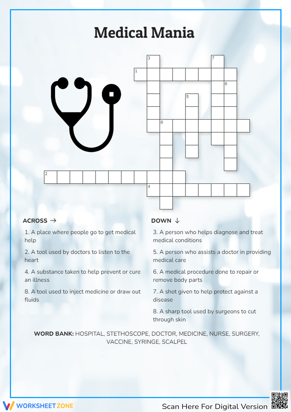 Medical Crossword Puzzles Printable Medical Crossword Puzzles Printable