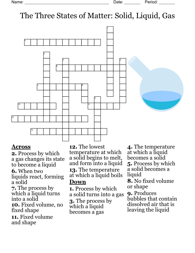 Properties Of Matter Crossword WordMint Properties Of Matter Crossword WordMint