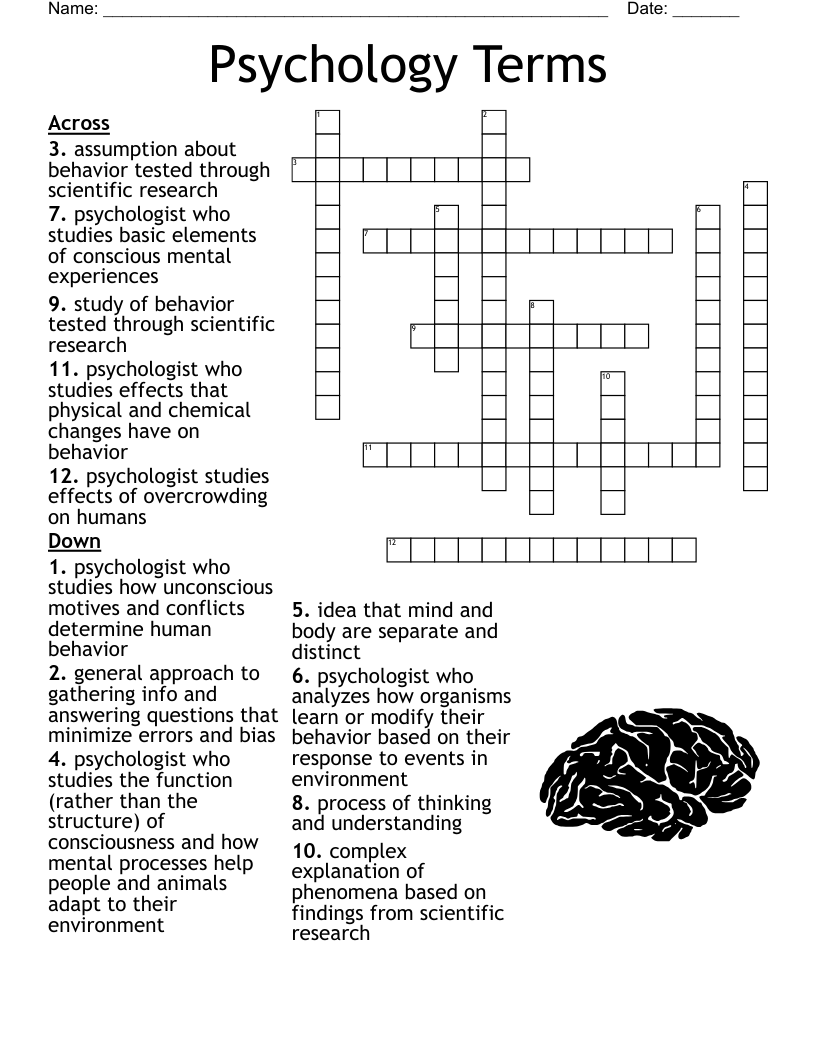 Psychology Terms Crossword WordMint