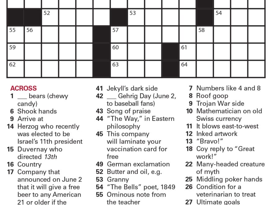 Puzzles Printable Crossword And Sudoku Issue June 18 2021 The Week