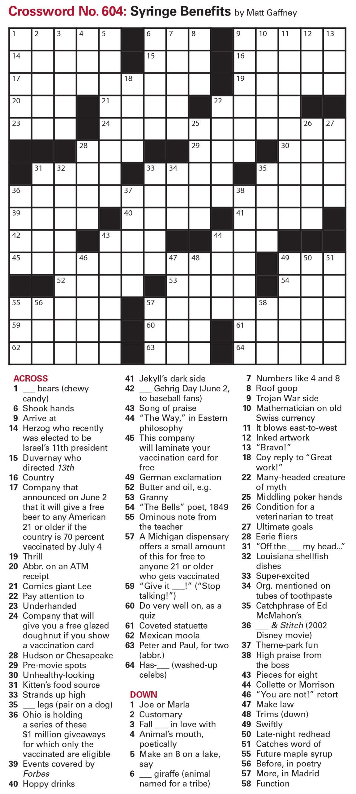 Puzzles Printable Crossword And Sudoku Issue June 18 2021 The Week