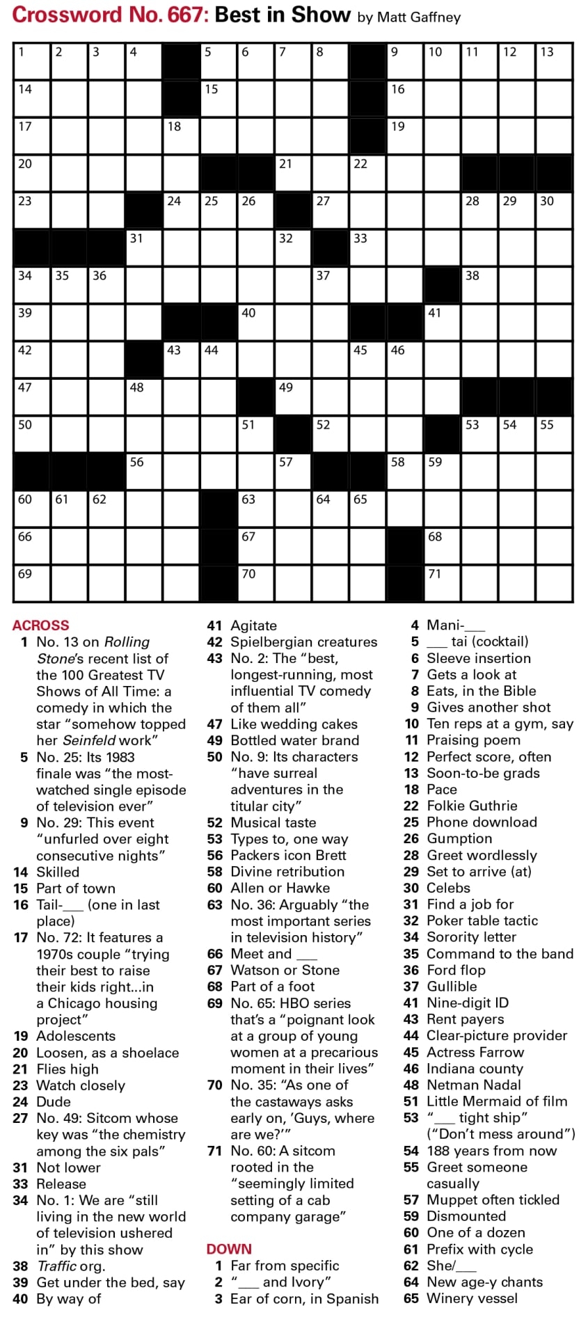 Puzzles Printable Crossword Issue October 14 2022
