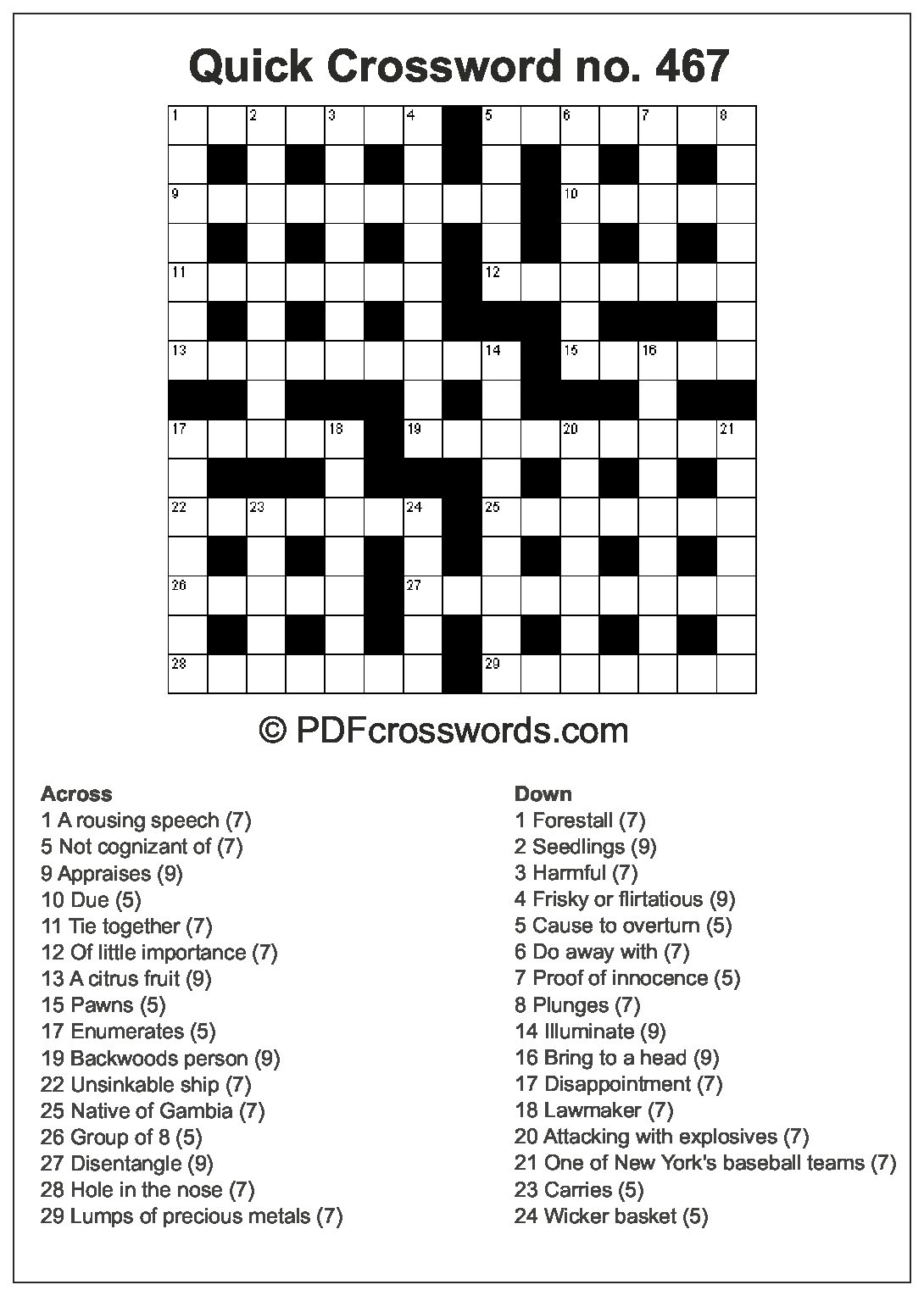 Quick Crosswords 1100 PDF Crosswords