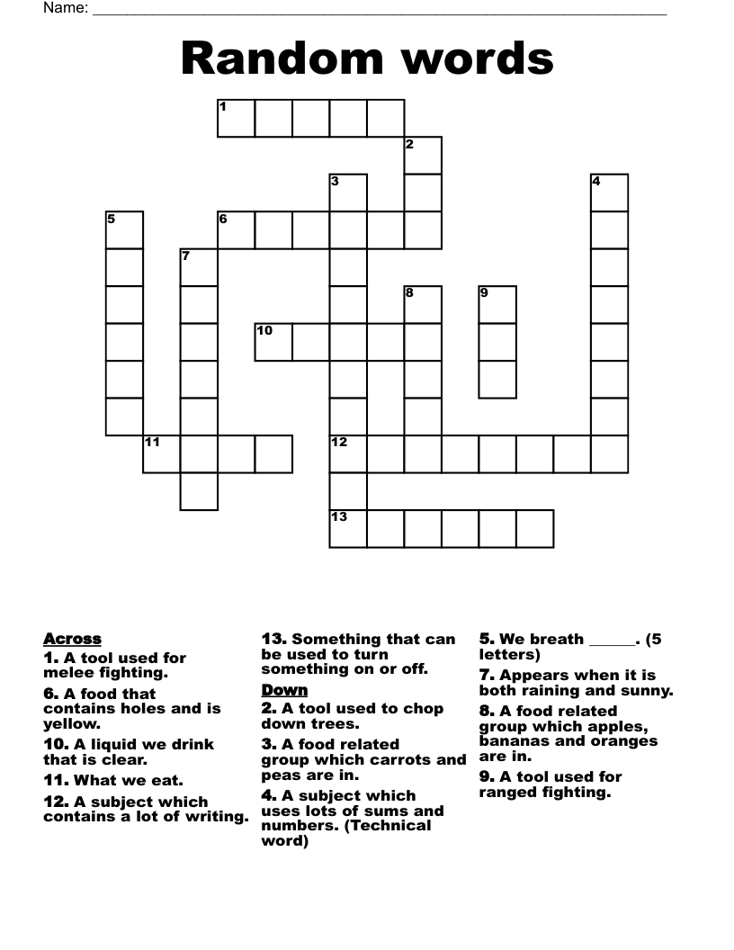 Random Words Crossword WordMint Random Words Crossword WordMint