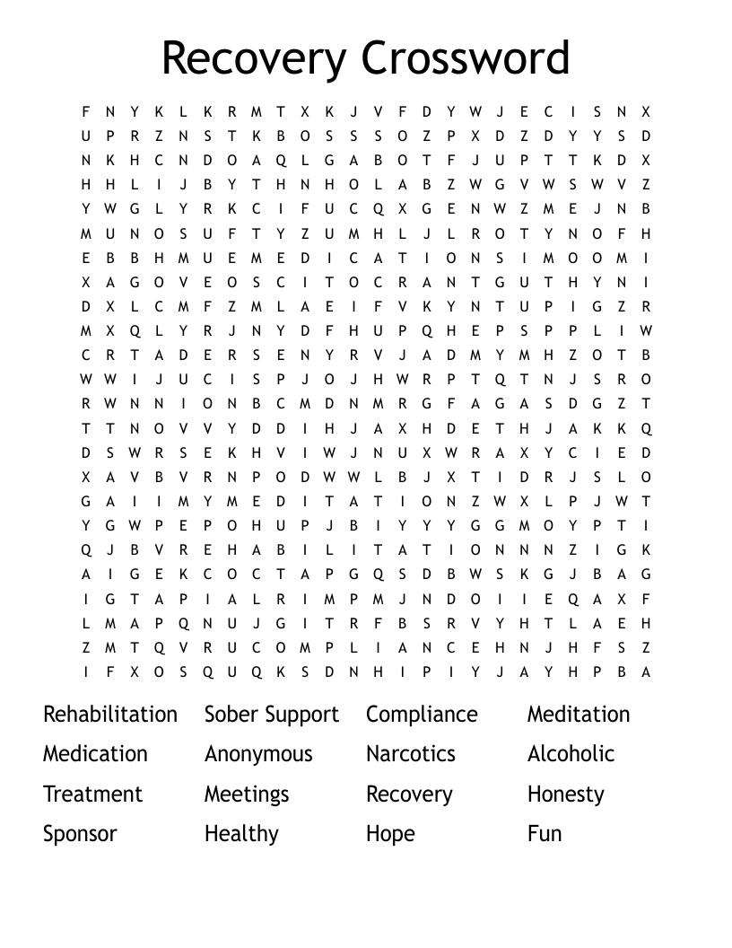 Recovery Crossword Word Search WordMint Recovery Crossword Word Search WordMint