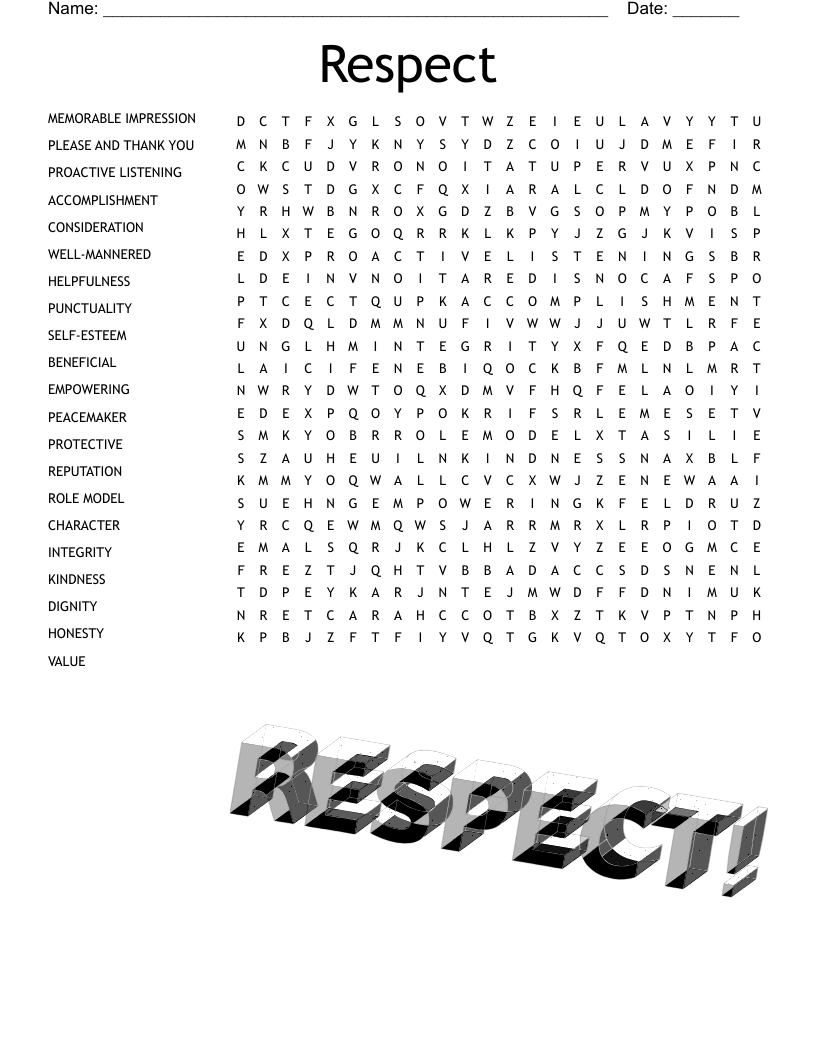 Respect Crossword Puzzle WordMint