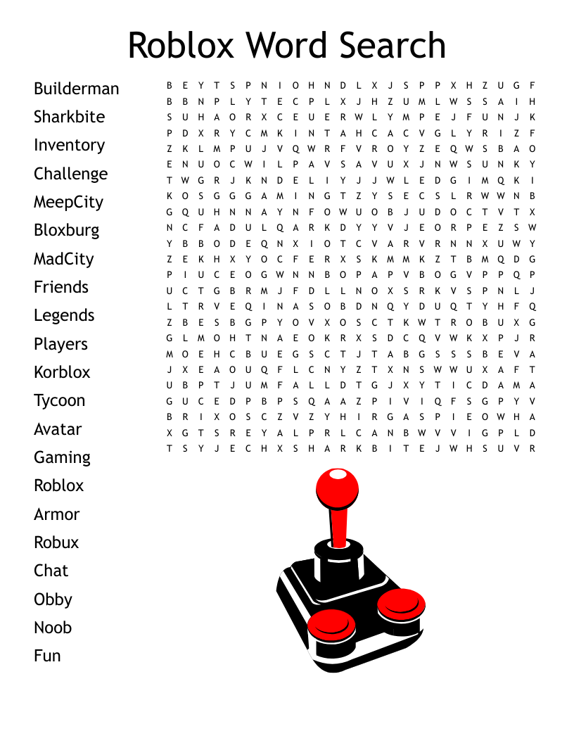 Roblox Printable Crossword Puzzle