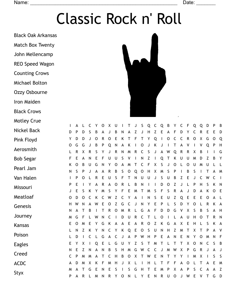Rock n Roll Blues Crossword WordMint