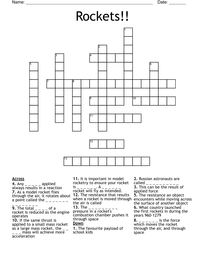 Rockets Crossword WordMint