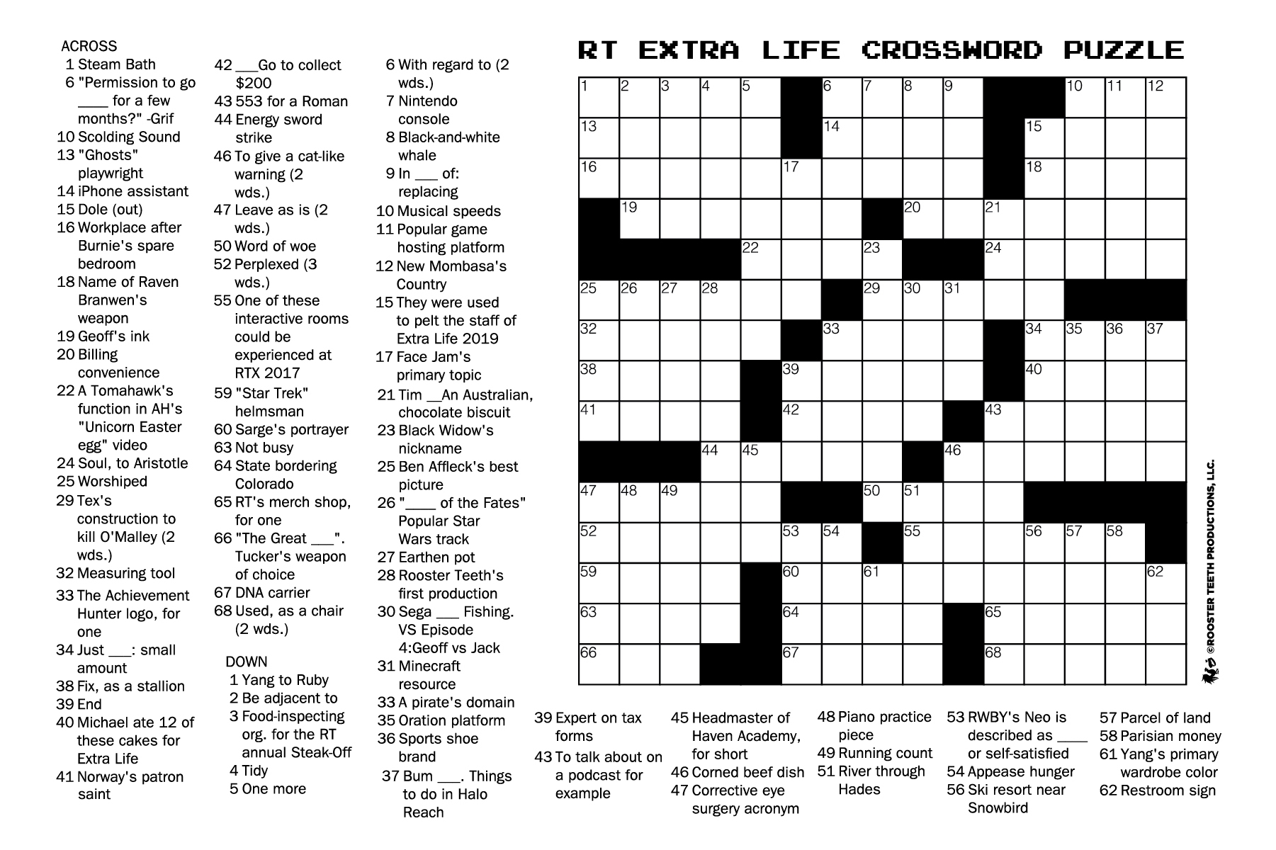 Rooster Teeth On X Can You Solve This ExtraLife 2021 Crossword Puzzle Let Us Know In The Comments ExtraLife4Kids Https t co M0fGU51Kde X