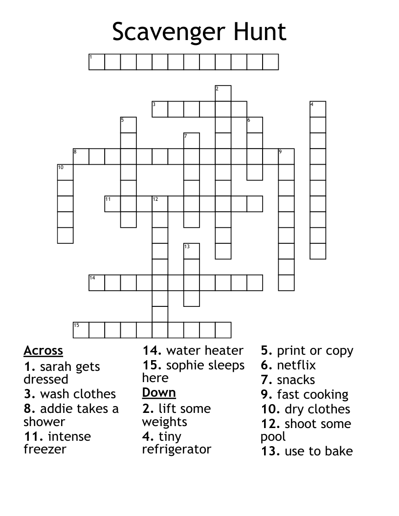 Scavenger Hunt Crossword WordMint