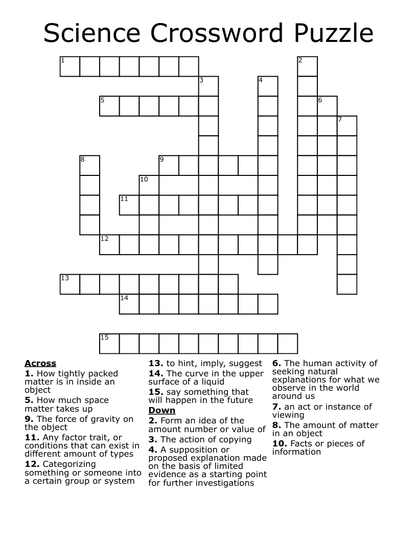 Science Crossword Puzzle WordMint Science Crossword Puzzle WordMint